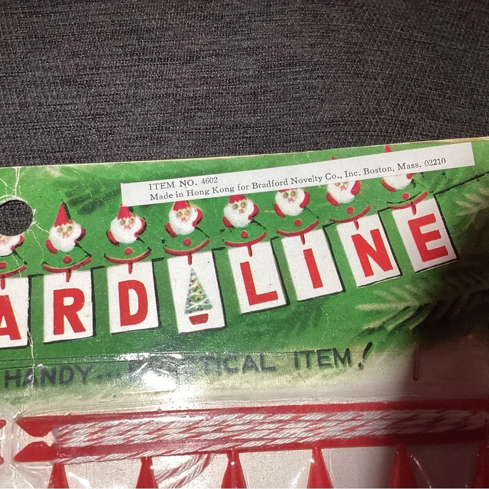 Vintage Santa Claus Card Line Christmas Card Holder Bradford Novelty NOS